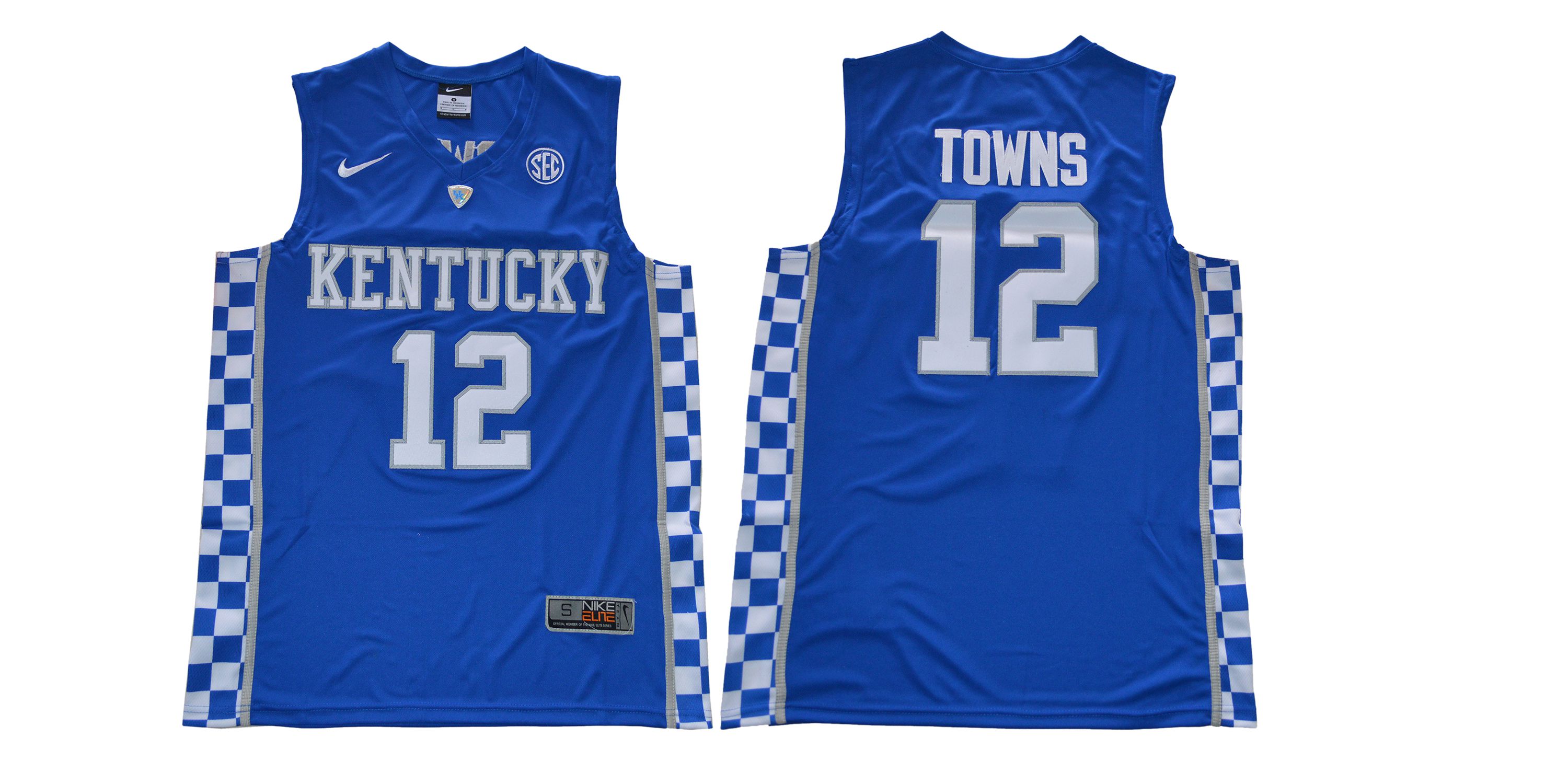 Men Kentucky Wildcats 12 Towns Blue NBA NCAA Jerseys